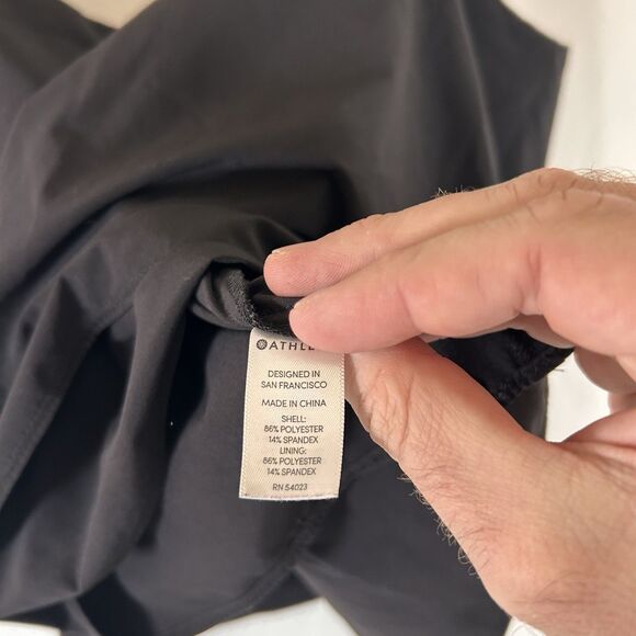 Athleta Tank Top Women's Medium Solid Black Spaghetti Strap Tiered Cropped - Picture 7 of 8